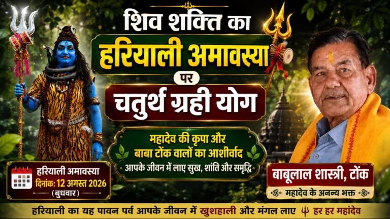 शिव व शक्ति का हरियाली अमावस पर चतुर्थ ग्रही योग