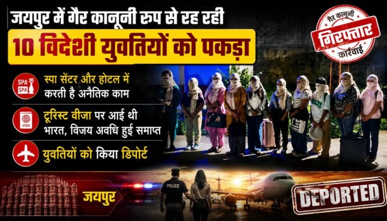 जयपुर में गैर कानूनी रूप से रह रही 10 विदेशी युवतियों को पकड़ा