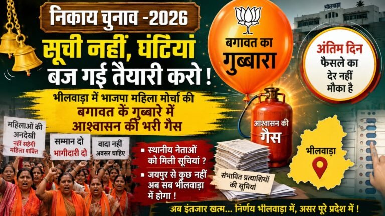 सूची नहीं, घंटियां बज गई तैयारी करो,भीलवाड़ा में भाजपा महिला मोर्चा की बगावत के गुब्बारे मैं आश्वासन की भरी गैस
