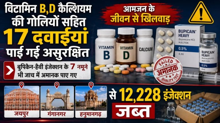 विटामिन बी,डी कैल्शियम की गोलियों सहित 17 दवाइयां पाई गई असुरक्षित,आमजन के जीवन से खिलवाड़